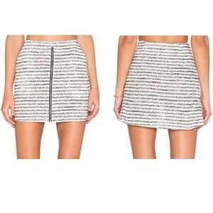NWT BCBGeneration Striped Tweed Zip Skirt B & W 10